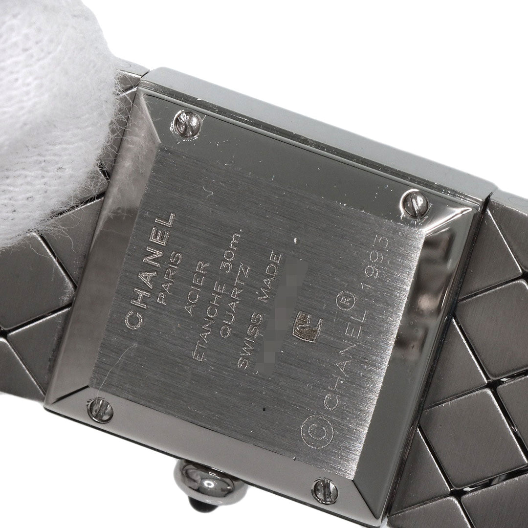 CHANEL Watches Quartz H0489 Stainless Steel, Stainless Steel, Diamond Silver Matrasse Diamond black dial Women Used Authentic