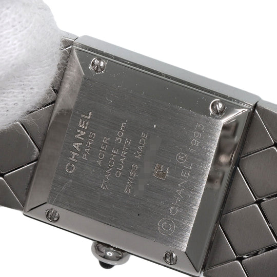 CHANEL Watches Quartz H0489 Stainless Steel, Stainless Steel, Diamond Silver Matrasse Diamond black dial Women Used Authentic
