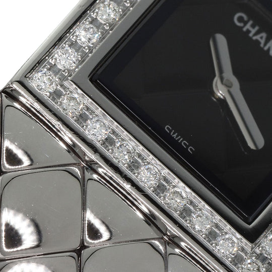 CHANEL Watches Quartz H0489 Stainless Steel, Stainless Steel, Diamond Silver Matrasse Diamond black dial Women Used Authentic