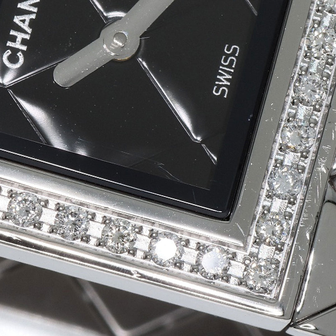 CHANEL Watches Quartz H0489 Stainless Steel, Stainless Steel, Diamond Silver Matrasse Diamond black dial Women Used Authentic