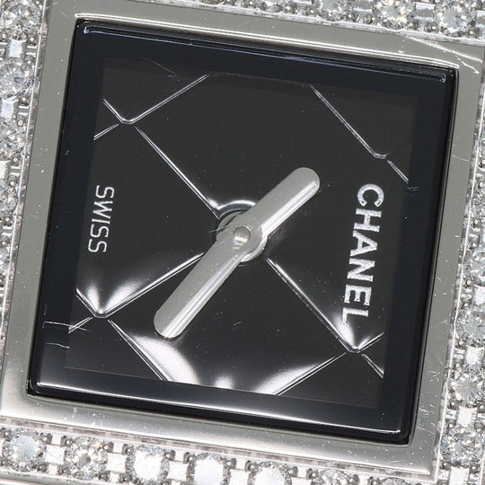 CHANEL Watches Quartz H0489 Stainless Steel, Stainless Steel, Diamond Silver Matrasse Diamond black dial Women Used Authentic