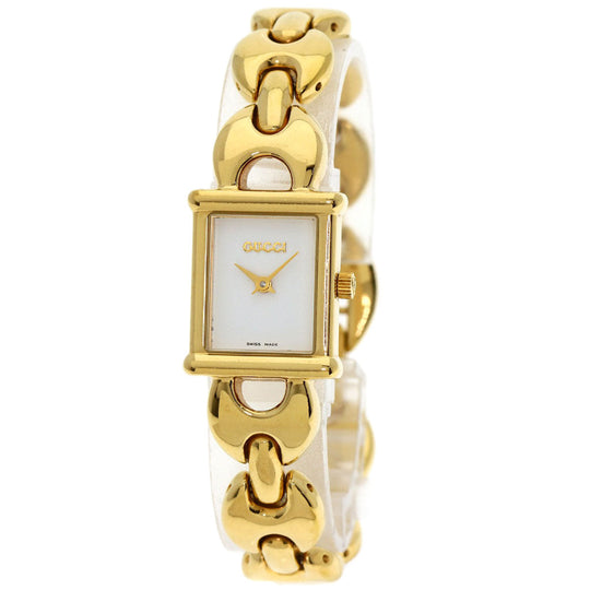 GUCCI Watches Quartz 1800L Gold Plated gold Square face white dial