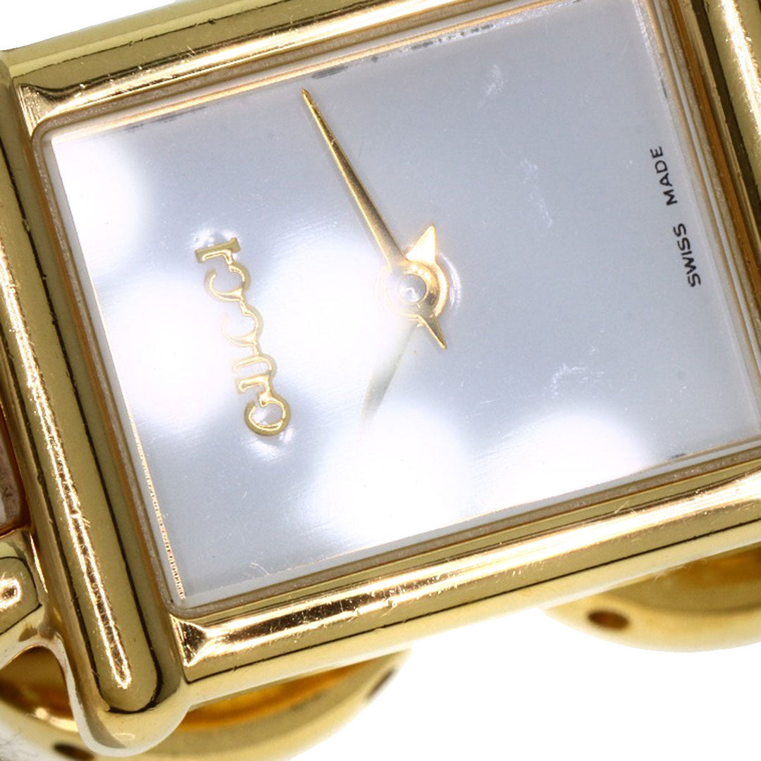 GUCCI Watches Quartz 1800L Gold Plated gold Square face white dial