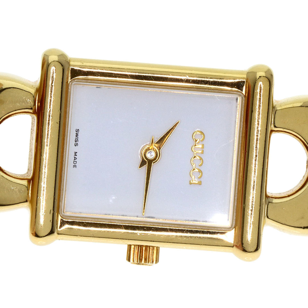 GUCCI Watches Quartz 1800L Gold Plated gold Square face white dial