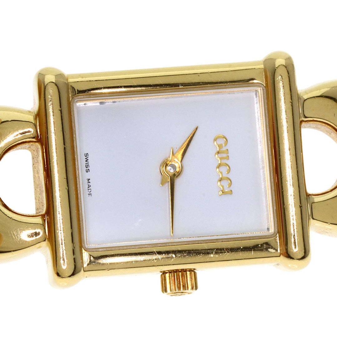GUCCI Watches Quartz 1800L Gold Plated gold Square face white dial