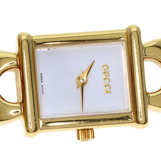 GUCCI Watches Quartz 1800L Gold Plated gold Square face white dial
