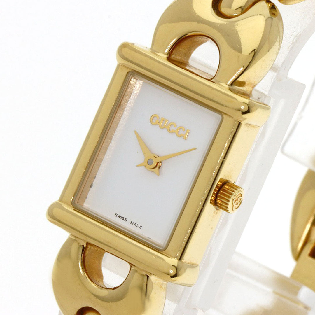 GUCCI Watches Quartz 1800L Gold Plated gold Square face white dial