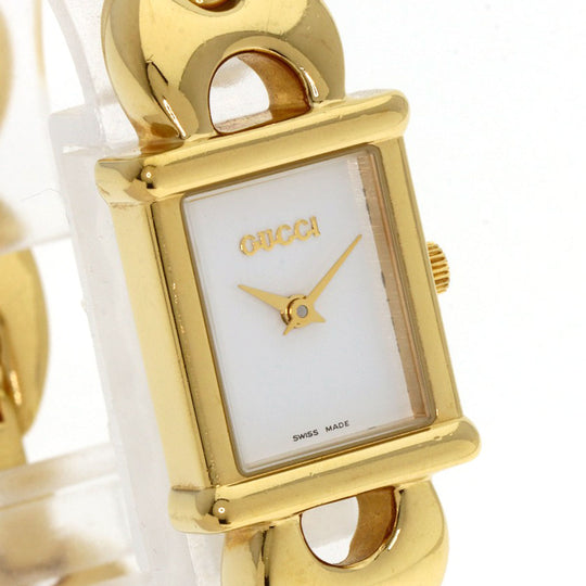 GUCCI Watches Quartz 1800L Gold Plated gold Square face white dial