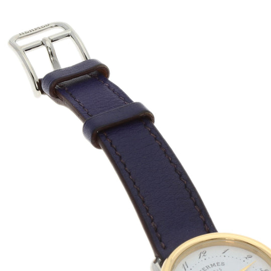 HERMES Watches Quartz AR5.220a Stainless Steel, Leather, Gold Plated Silver Arceau white dial Women Used Authentic
