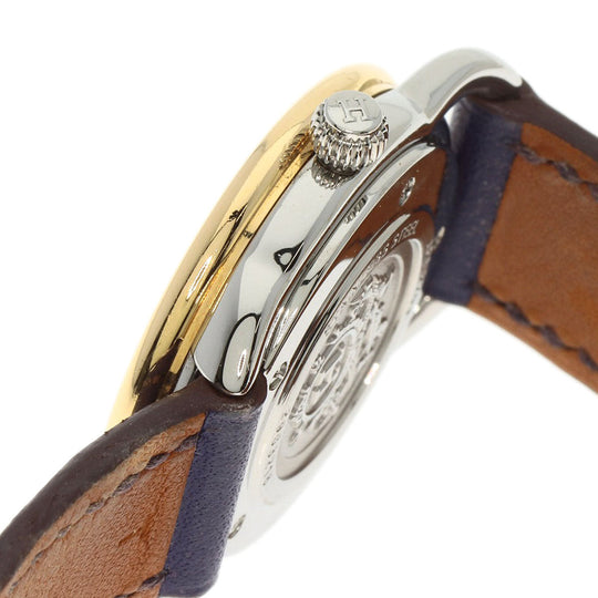 HERMES Watches Quartz AR5.220a Stainless Steel, Leather, Gold Plated Silver Arceau white dial Women Used Authentic