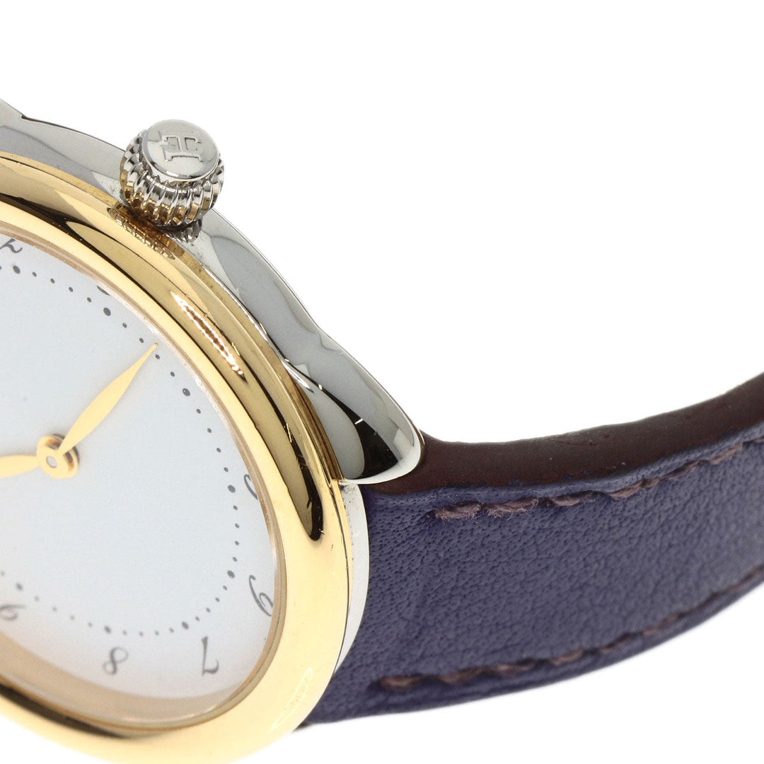 HERMES Watches Quartz AR5.220a Stainless Steel, Leather, Gold Plated Silver Arceau white dial Women Used Authentic