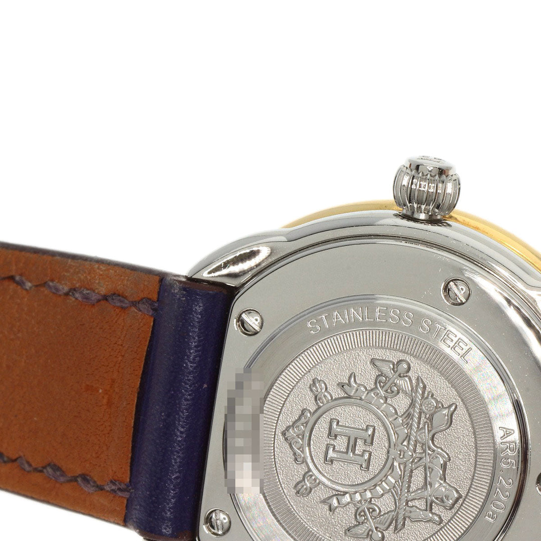 HERMES Watches Quartz AR5.220a Stainless Steel, Leather, Gold Plated Silver Arceau white dial Women Used Authentic