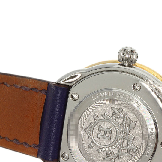 HERMES Watches Quartz AR5.220a Stainless Steel, Leather, Gold Plated Silver Arceau white dial Women Used Authentic
