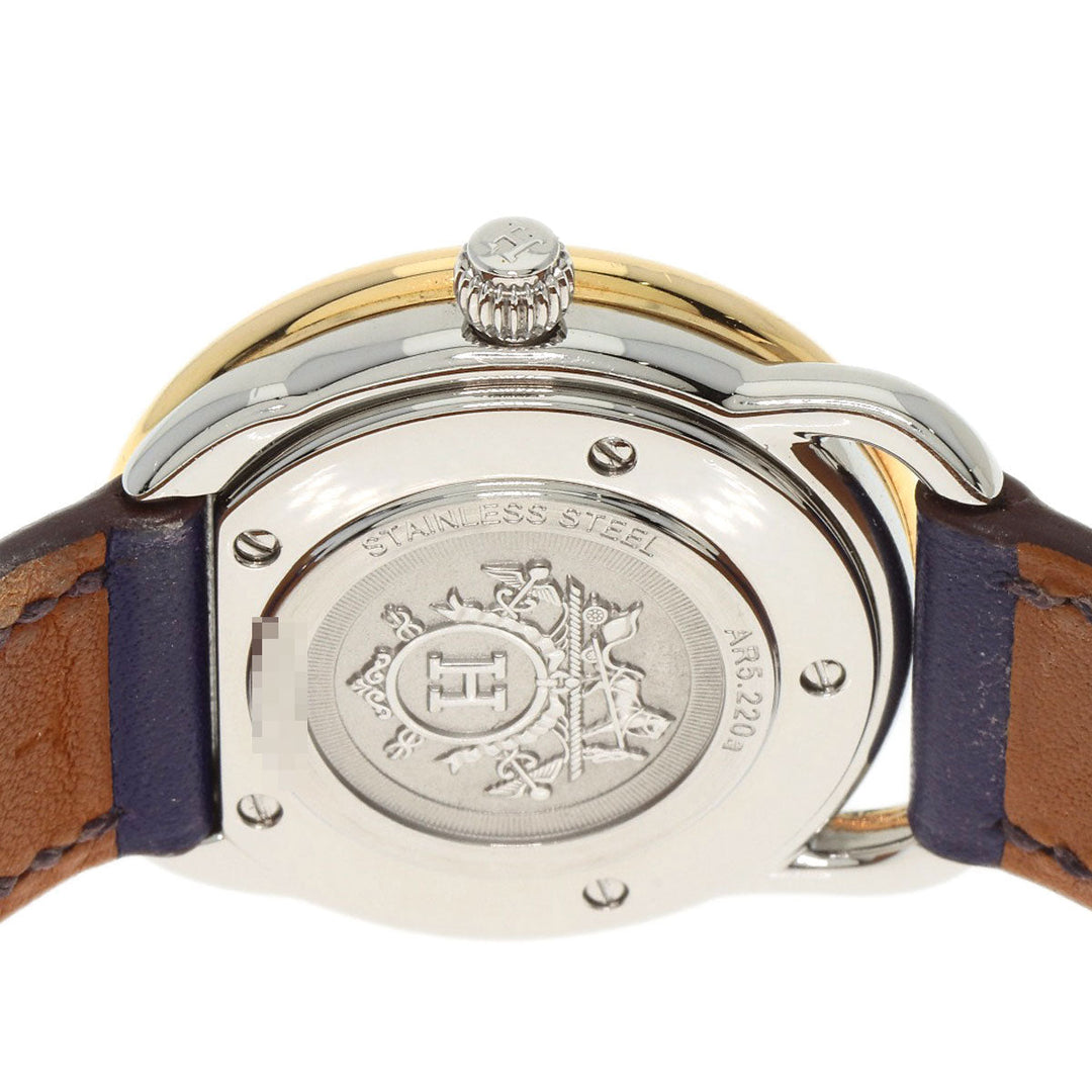 HERMES Watches Quartz AR5.220a Stainless Steel, Leather, Gold Plated Silver Arceau white dial Women Used Authentic
