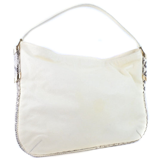 JIMMY CHOO Shoulder Bag leather White Women Used Authentic
