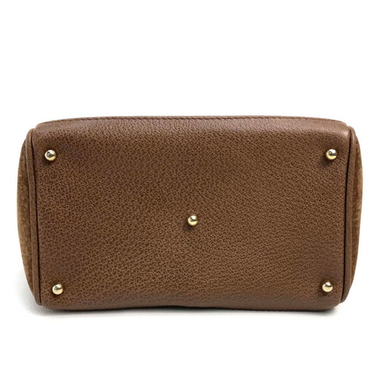 GUCCI Handbag 000123 Suede/Leather, Bamboo Brown Shoulder Bamboo handle Women Used Authentic