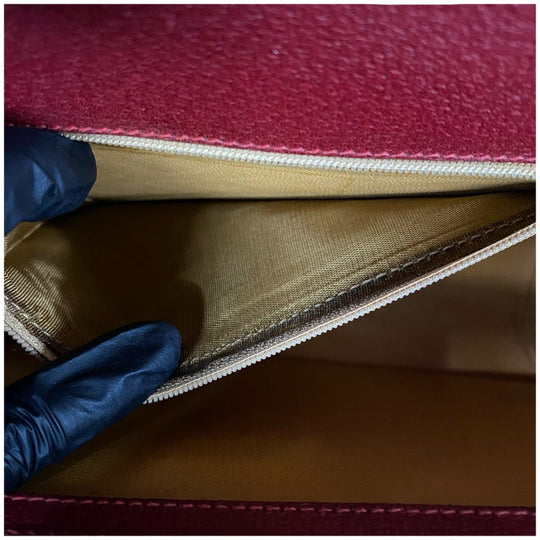 GUCCI Shoulder Bag leather Red Bamboo Old Gucci