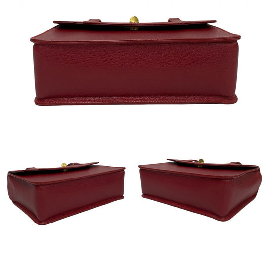 GUCCI Shoulder Bag leather Red Bamboo Old Gucci