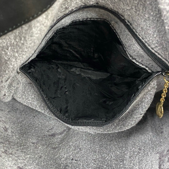 GUCCI Shoulder Bag leather black Bamboo