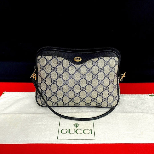 GUCCI Shoulder Bag leather Navy