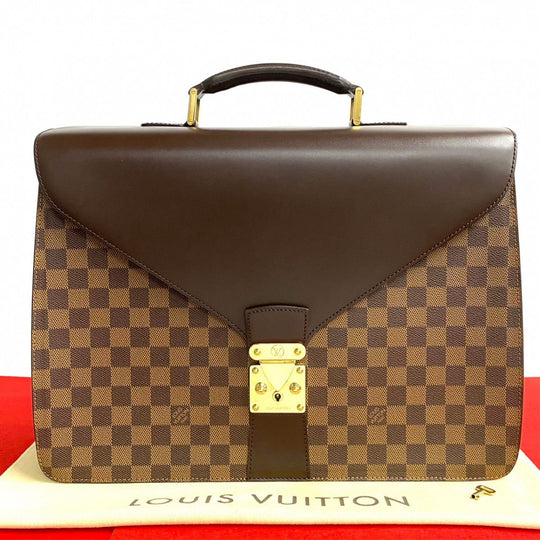 LOUIS VUITTON Business bag leather Brown Damier Ambassador