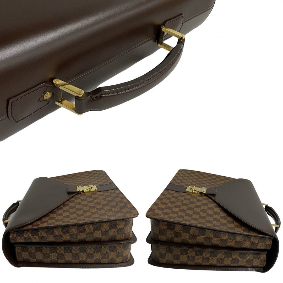 LOUIS VUITTON Business bag leather Brown Damier Ambassador