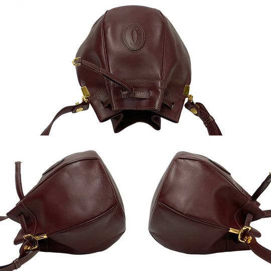 CARTIER Shoulder Bag leather wine-red Must Line