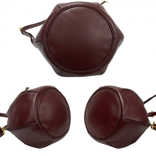 CARTIER Shoulder Bag leather wine-red Must Line