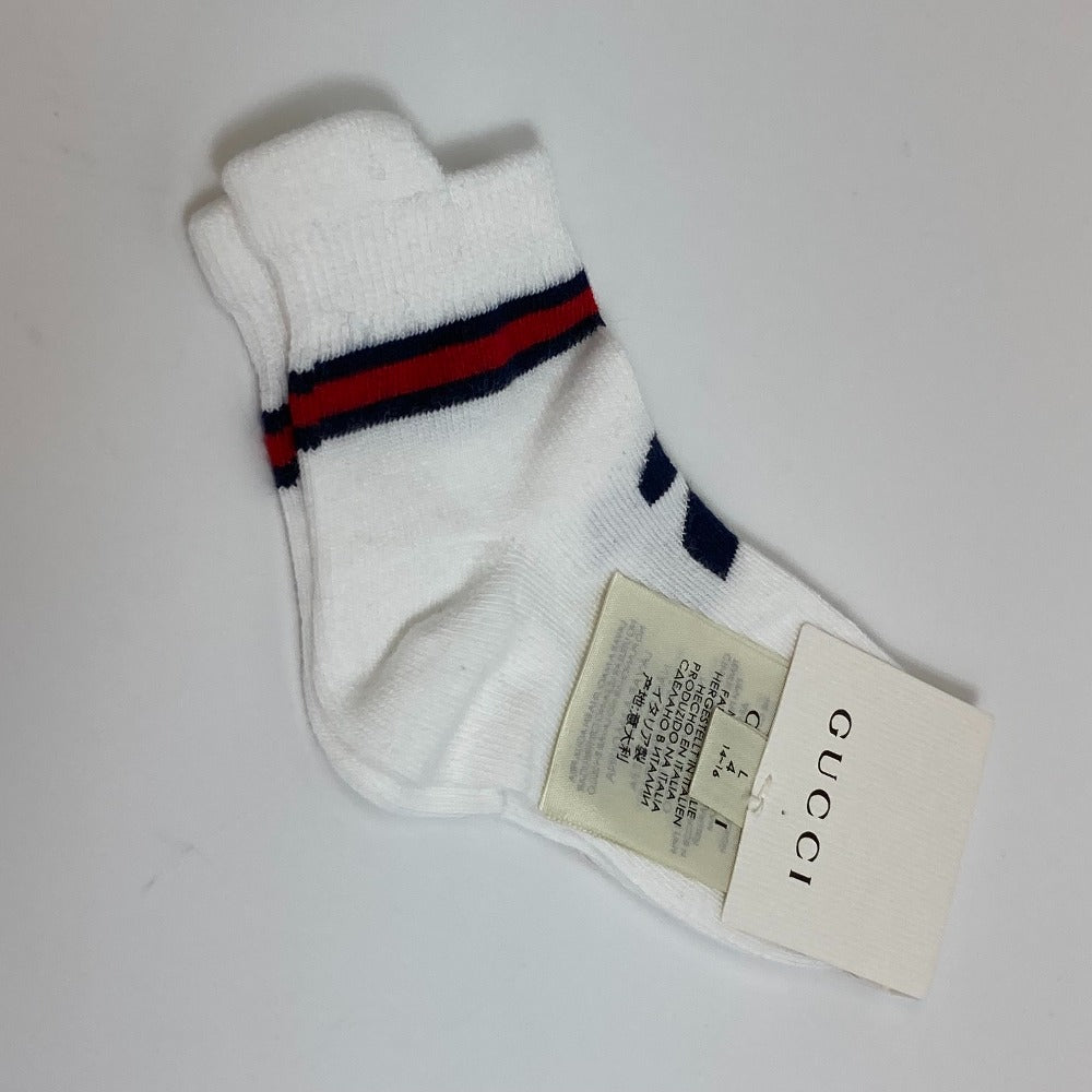 GUCCI Knit hat 418599 cotton White x navy Baby GG pattern Women M Used Authentic