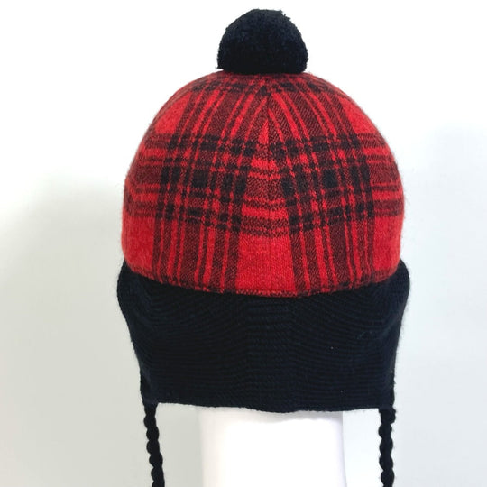 GUCCI cap 439029 Cotton, Wool, Acrylic Red Knit hat check Women S Used Authentic