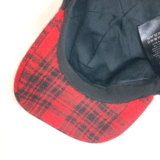 GUCCI cap 439029 Cotton, Wool, Acrylic Red Knit hat check Women S Used Authentic