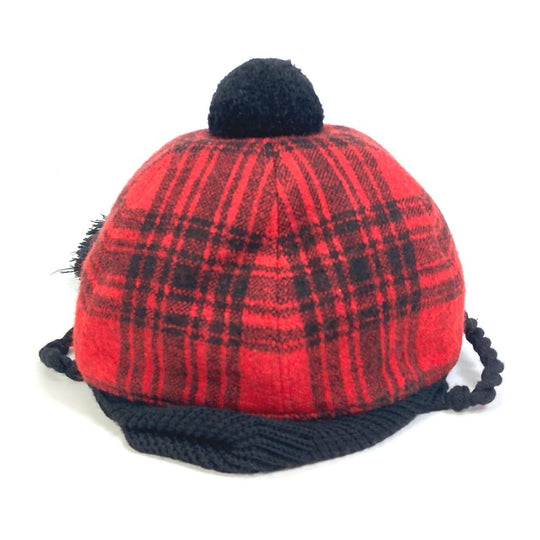 GUCCI cap 439029 Cotton, Wool, Acrylic Red Knit hat check Women S Used Authentic