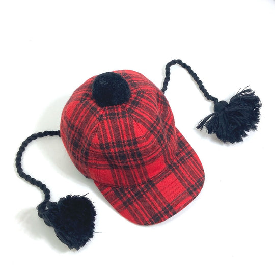 GUCCI cap 439029 Cotton, Wool, Acrylic Red Knit hat check Women S Used Authentic