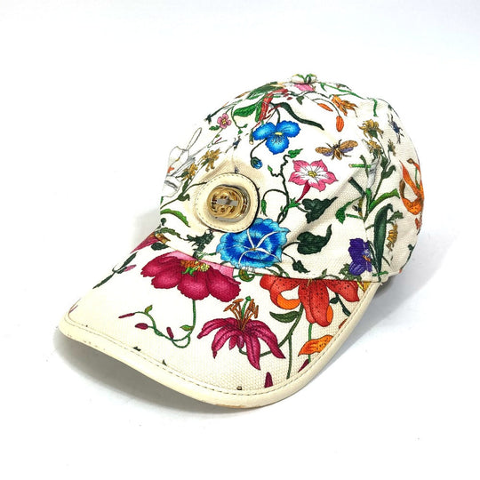 GUCCI cap Rayon, Cotton white GG Floral Pattern Flower Flora M