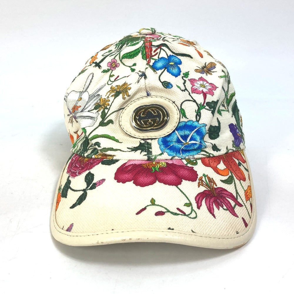GUCCI cap Rayon, Cotton white GG Floral Pattern Flower Flora M