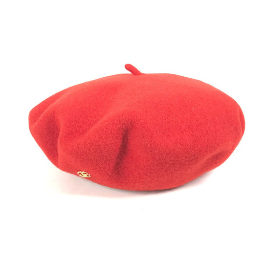 GUCCI beret 714343 wool Red GG logo Women M Used Authentic