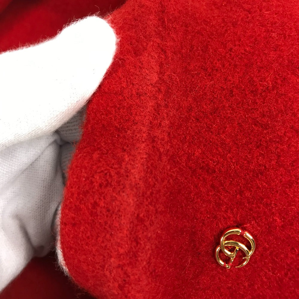 GUCCI beret 714343 wool Red GG logo Women M Used Authentic