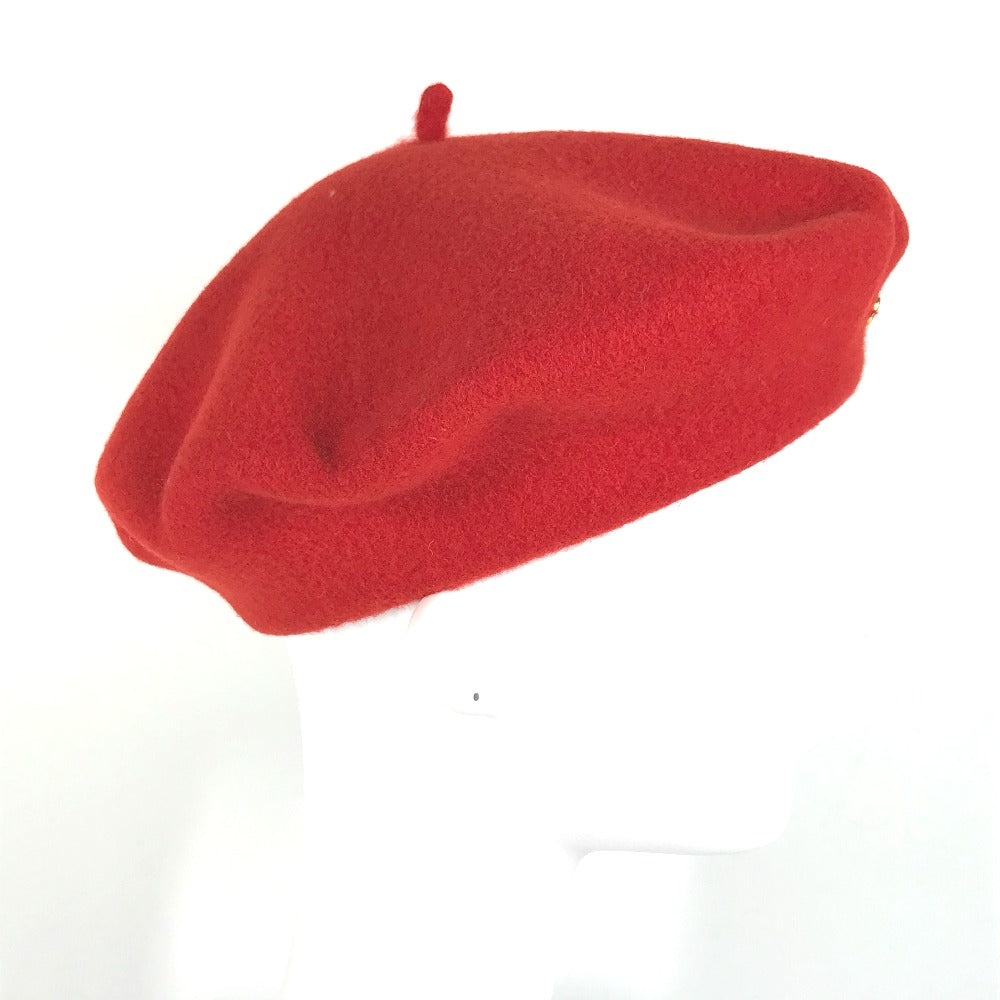 GUCCI beret 714343 wool Red GG logo Women M Used Authentic