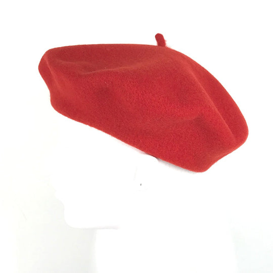 GUCCI beret 714343 wool Red GG logo Women M Used Authentic