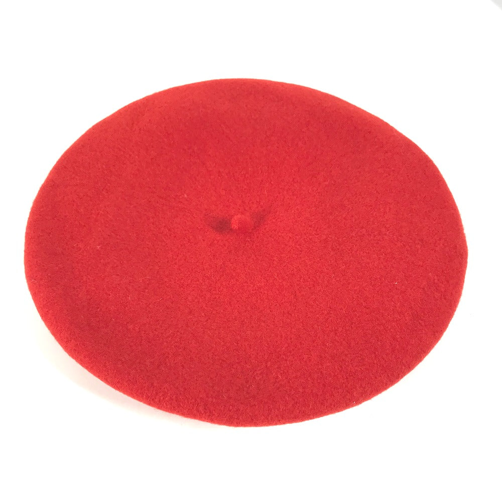 GUCCI beret 714343 wool Red GG logo Women M Used Authentic
