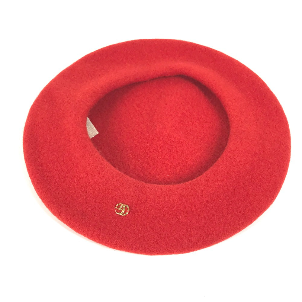 GUCCI beret 714343 wool Red GG logo Women M Used Authentic
