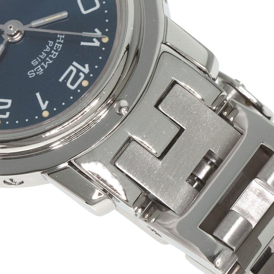 HERMES Watches Quartz CL4.210 Stainless Steel , Stainless Steel Silver Clipper blue dial Women Used Authentic