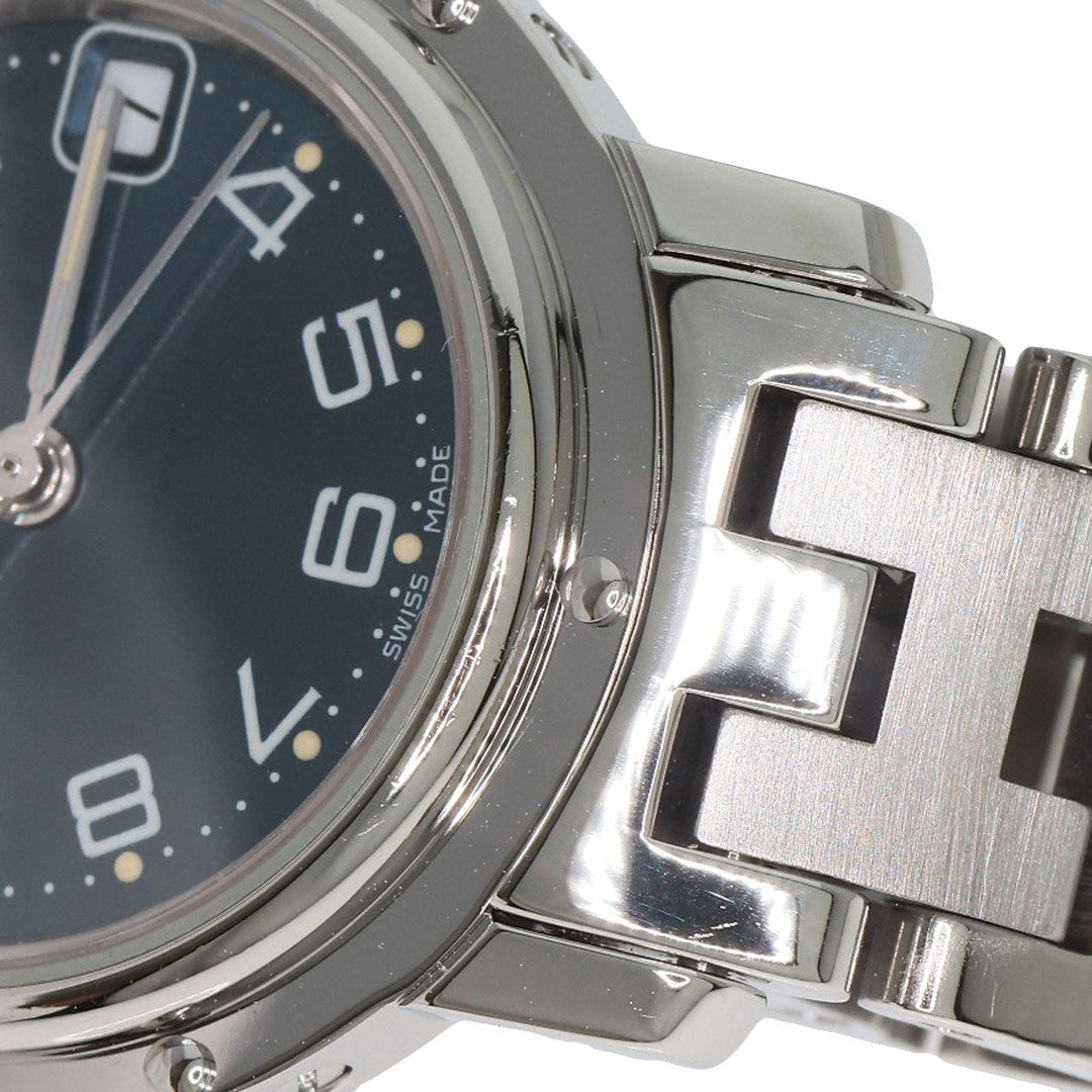 HERMES Watches Quartz CL4.210 Stainless Steel , Stainless Steel Silver Clipper blue dial Women Used Authentic