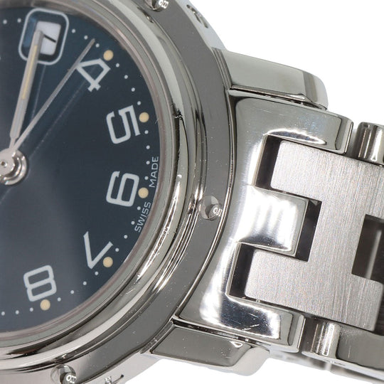 HERMES Watches Quartz CL4.210 Stainless Steel , Stainless Steel Silver Clipper blue dial Women Used Authentic