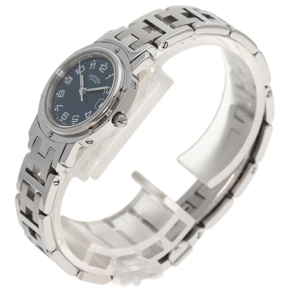 HERMES Watches Quartz CL4.210 Stainless Steel , Stainless Steel Silver Clipper blue dial Women Used Authentic