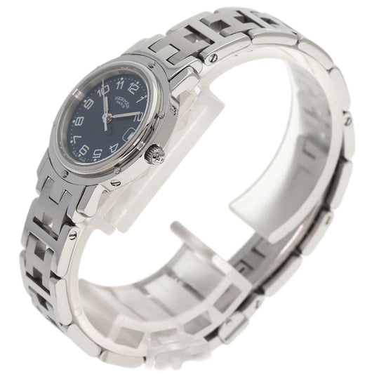 HERMES Watches Quartz CL4.210 Stainless Steel , Stainless Steel Silver Clipper blue dial Women Used Authentic