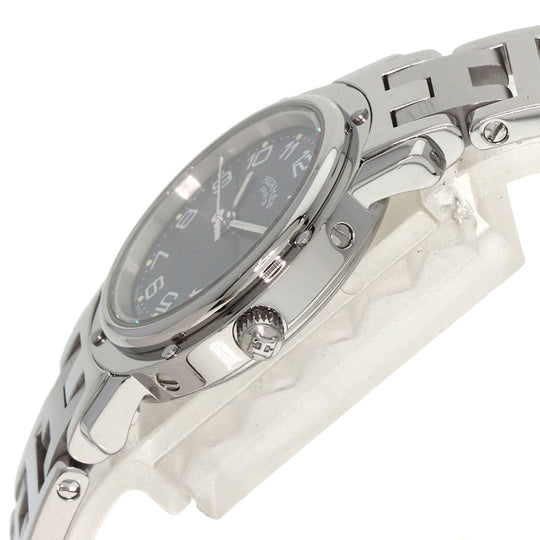 HERMES Watches Quartz CL4.210 Stainless Steel , Stainless Steel Silver Clipper blue dial Women Used Authentic
