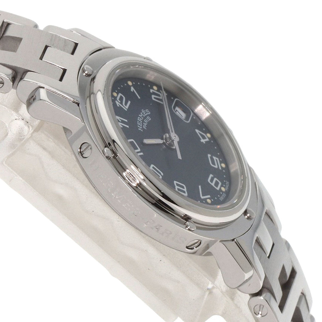 HERMES Watches Quartz CL4.210 Stainless Steel , Stainless Steel Silver Clipper blue dial Women Used Authentic