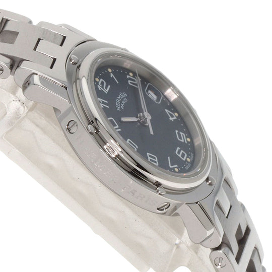 HERMES Watches Quartz CL4.210 Stainless Steel , Stainless Steel Silver Clipper blue dial Women Used Authentic
