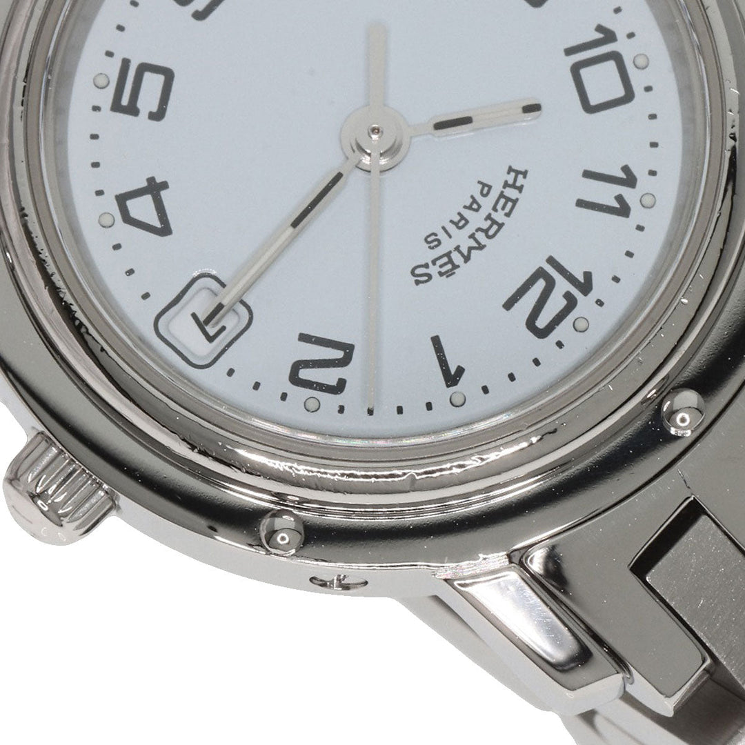 HERMES Watches Quartz CL4.210 Stainless Steel , Stainless Steel Silver Clipper white dial Women Used Authentic